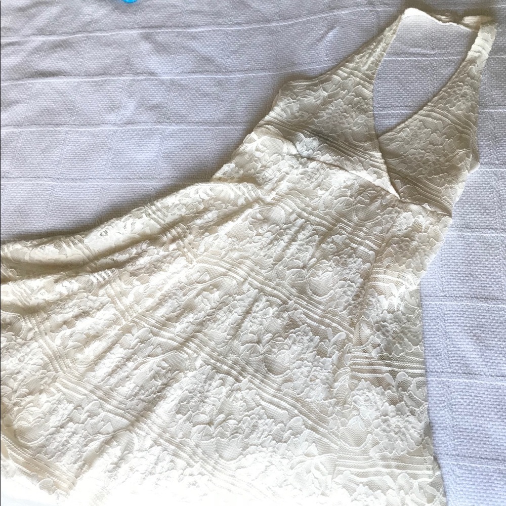 Off-white, lace, halter mini dress!